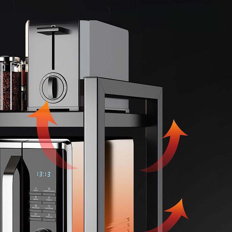 Rak ketuhar gelombang mikro berbilang lapisan untuk dapur, tidak memerlukan pemasangan, rak penyimpanan ketuhar, rak penyimpanan buah-buahan dan sayur-sayuran. - Image 4