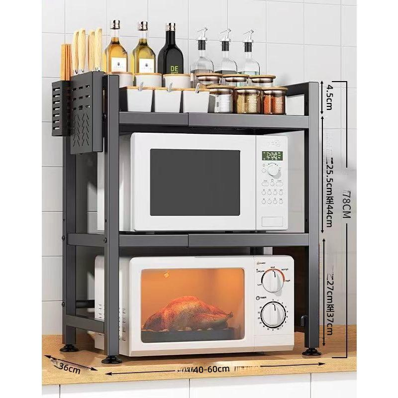 Rak ketuhar gelombang mikro berbilang lapisan untuk dapur, tidak memerlukan pemasangan, rak penyimpanan ketuhar, rak penyimpanan buah-buahan dan sayur-sayuran. - Image 3