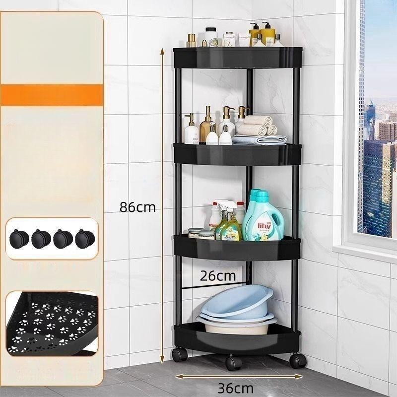 rak bilik mandi, 4 tingkat sudut penyimpanan, rak penyimpanan segitiga, reka bentuk mudah, pelbagai fungsi, rak tandas, rak syampu, rak rempah-rempah estetika sesuai untuk dapur bilik mandi - Image 5